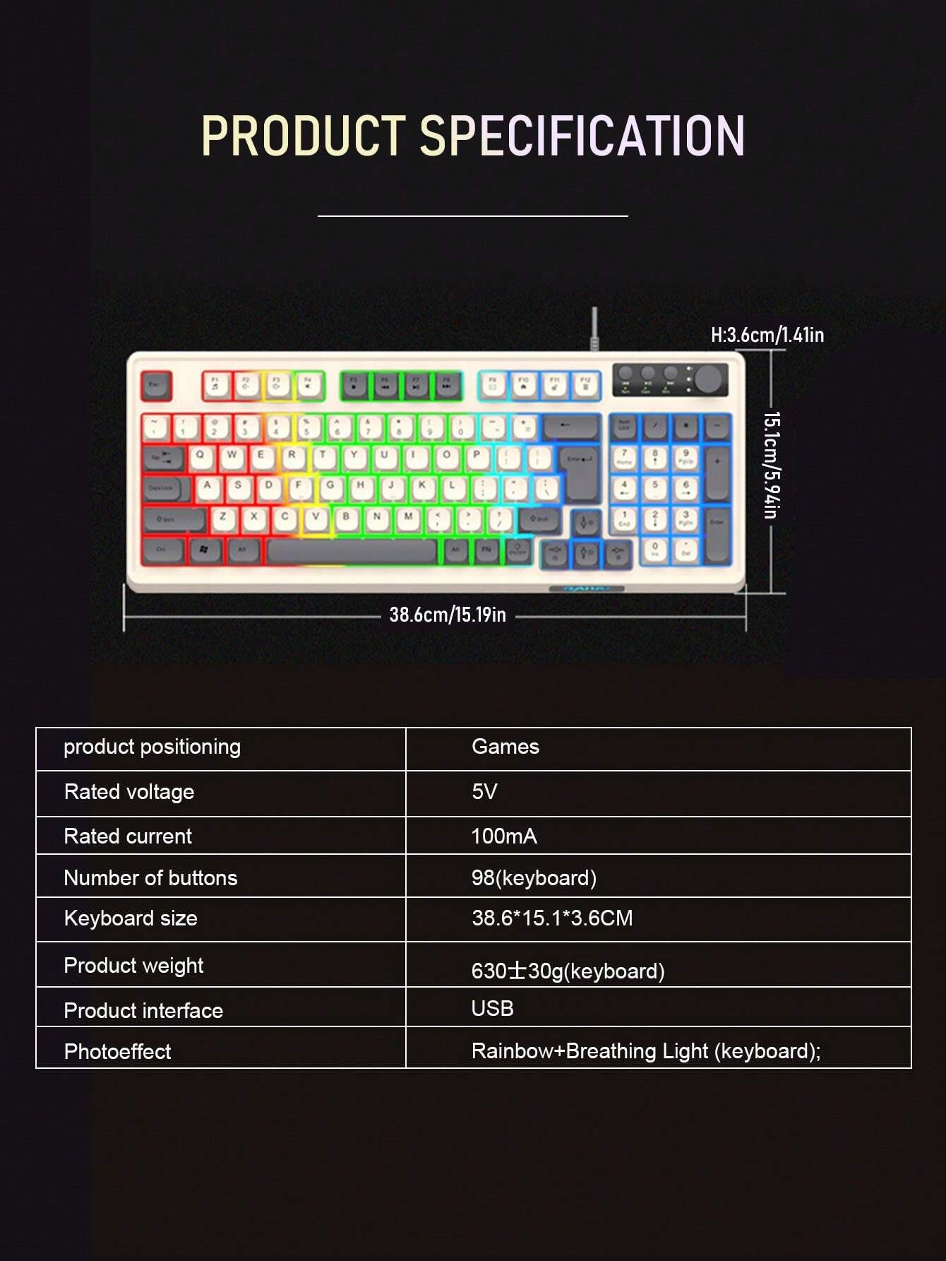 K98 Wired Membrane Keyboard